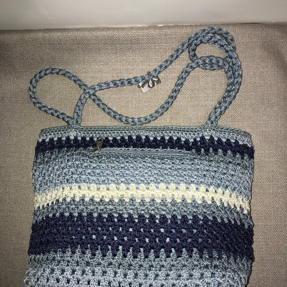 Lina Handbags - Vintage Lina Woven Knit Multi-Striped Bag, Tote